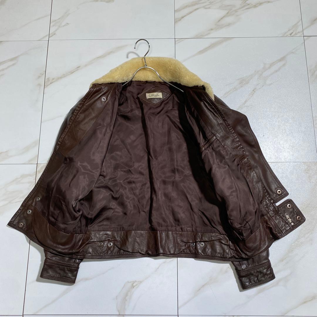 ヴィンテージ G1 ラムスキン 襟ボア 短丈フライトジャケット