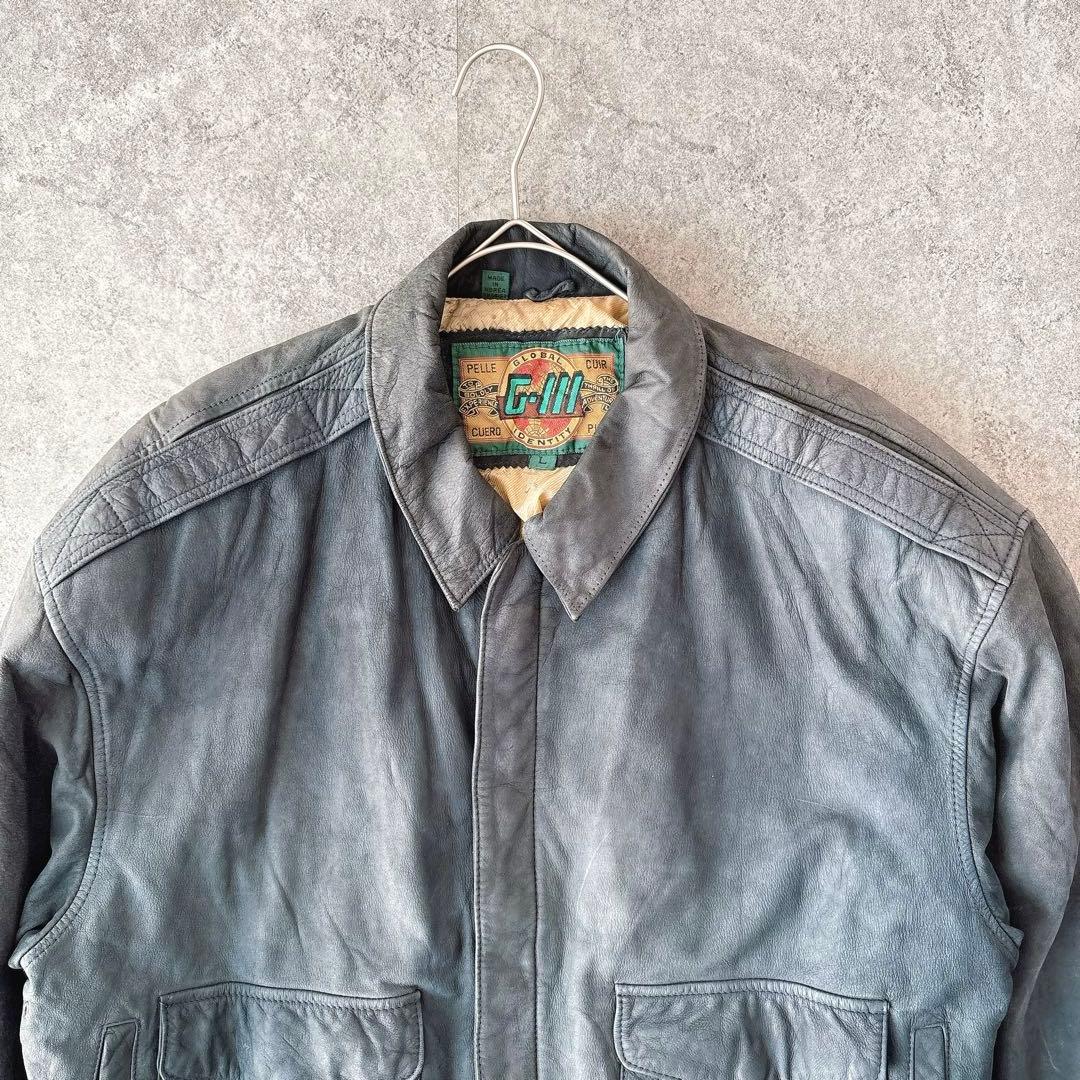 Vintage A-2 レザージャケット L 本革 90sボンバー 裏地マップ