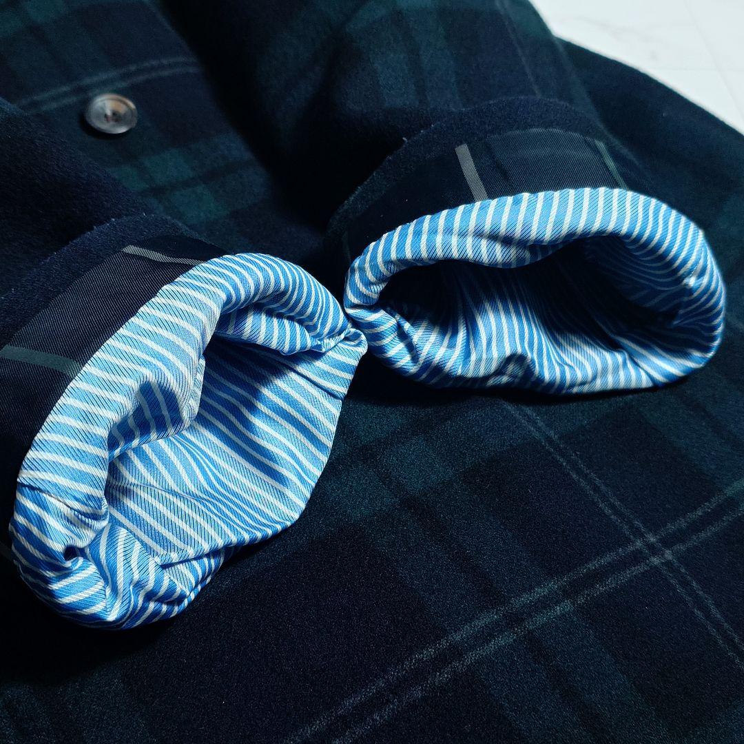 美品✨45R チェック柄 コート グリーン×ブラック カシミヤ混 ユニセックス