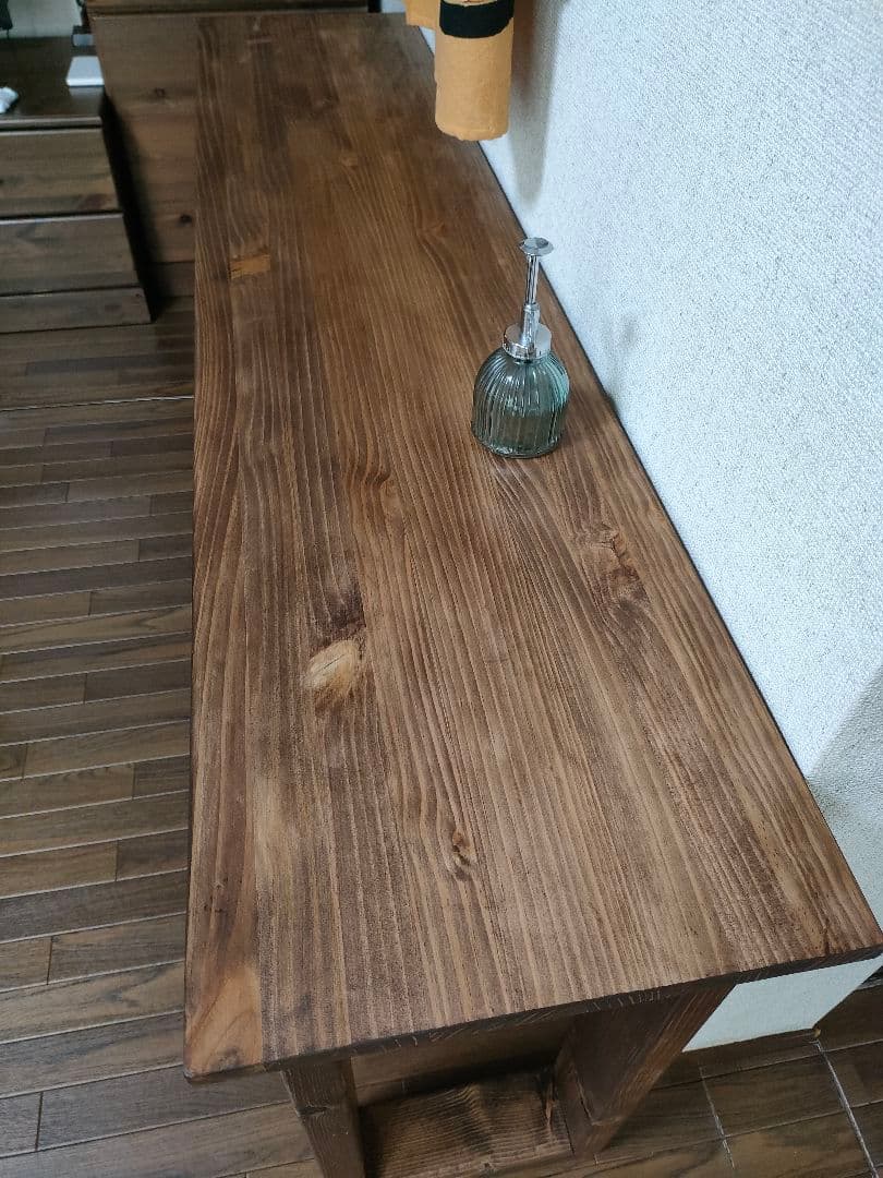 【重厚】150×45×70 カウンターテーブル 一枚板《ウォールナット》組立式