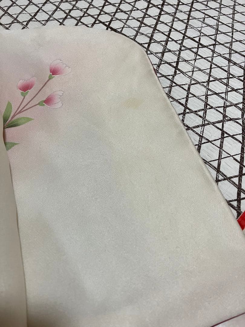 えんじ＆クリームツートン正絹振袖 全て揃ったフルセット　身丈174裄丈68