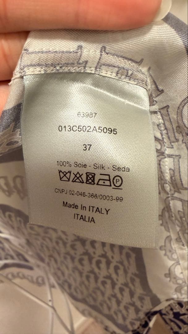 オブリーク総柄シルク長袖シャツ 21SS