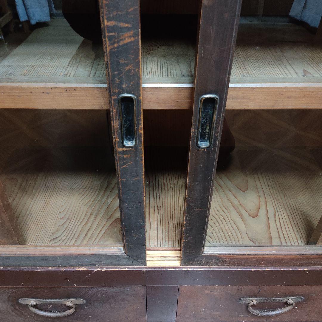 【状態良】『大型 陳列戸棚』 陳列棚 アンティーク 水屋箪笥 食器棚