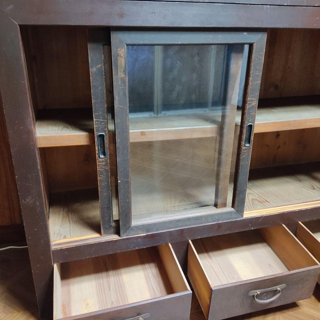 【状態良】『大型 陳列戸棚』 陳列棚 アンティーク 水屋箪笥 食器棚