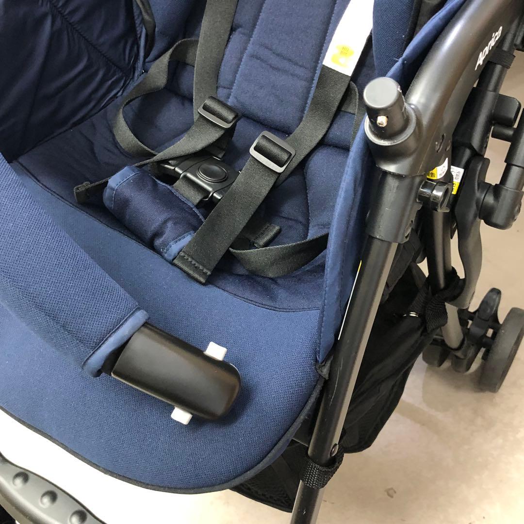 【235】アップリカ ベビーカー カルーンエアーAB カラフルドット 紺 美品