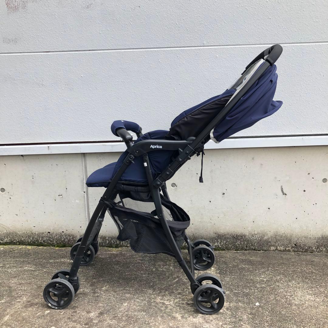 【235】アップリカ ベビーカー カルーンエアーAB カラフルドット 紺 美品