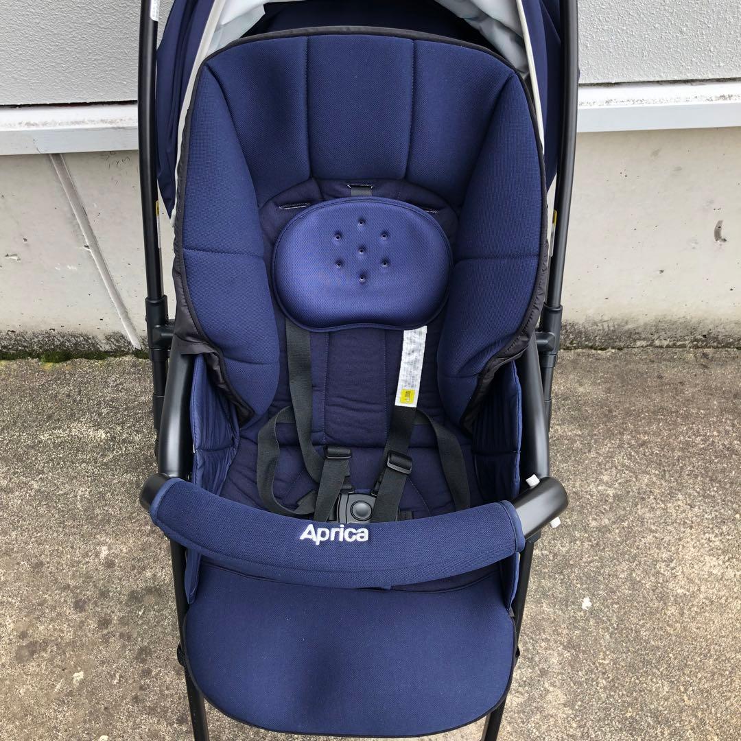【235】アップリカ ベビーカー カルーンエアーAB カラフルドット 紺 美品