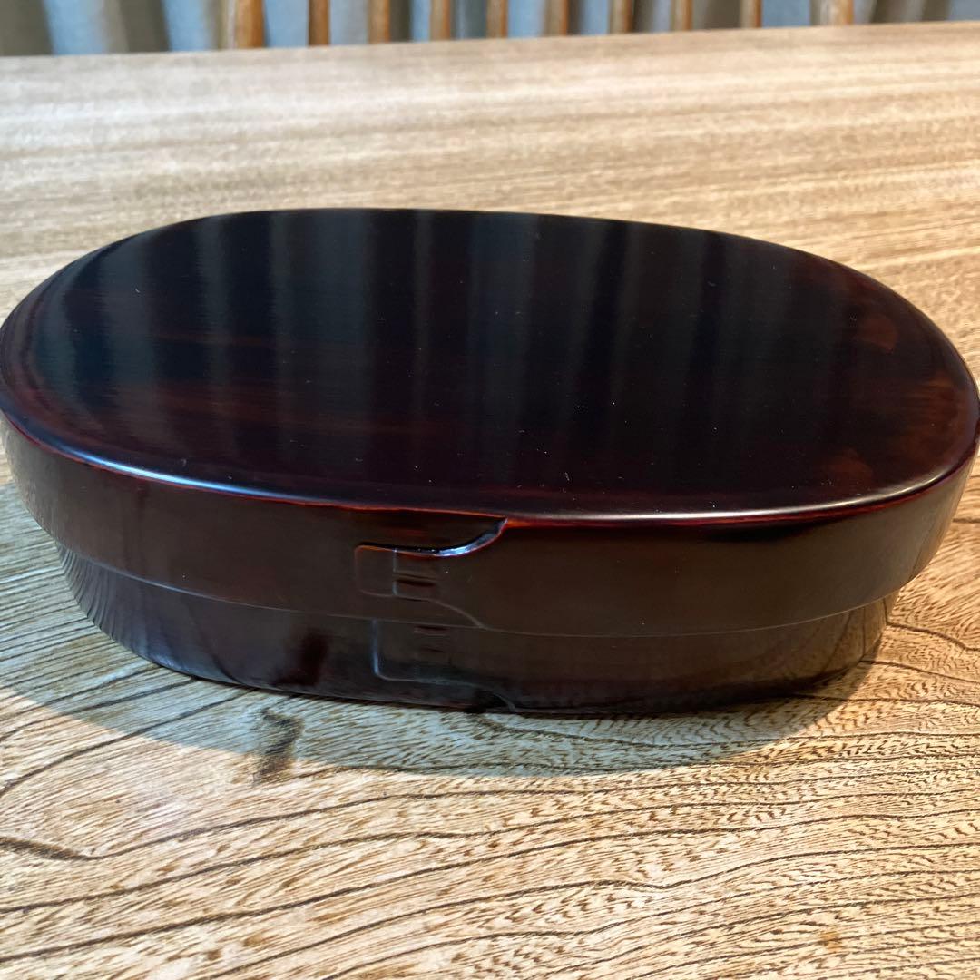 柴田慶信商店 シバキ塗り 小判弁当箱　大サイズ 　仕切り板付き　箱付き