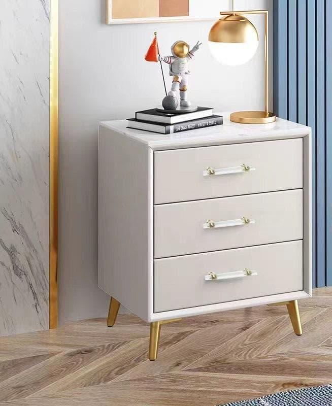 ホワイト 3段チェスト 金属脚 訳あり品　写真をご確認 TST-06-⑦