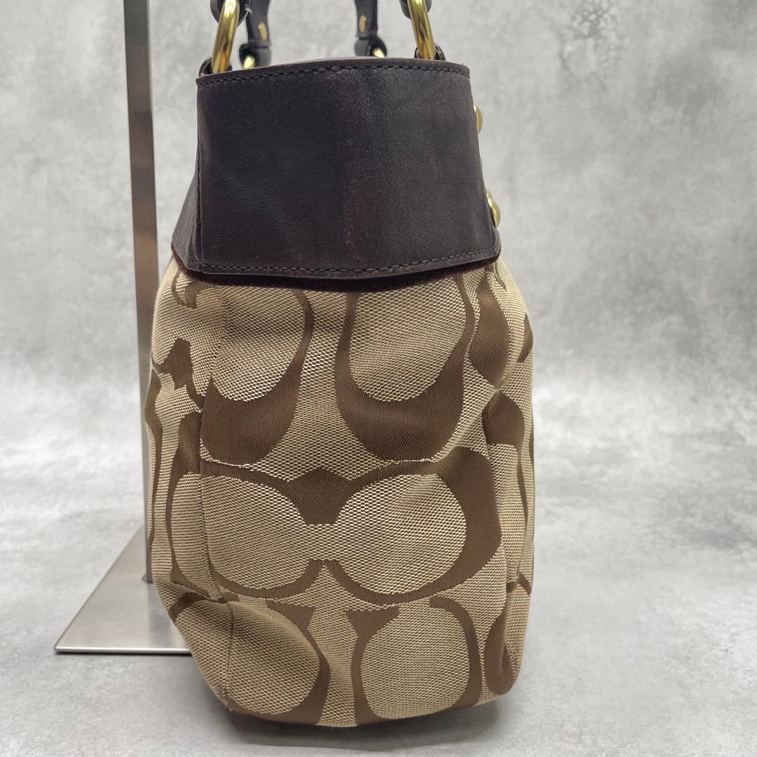 良品✨コーチ トートバッグ キャンバス×レザー スタッズ シグネチャー 肩掛け