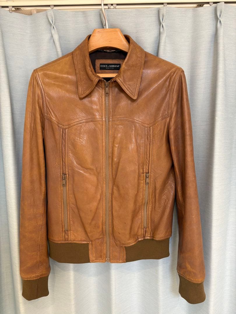 Dolce & Gabbana ブラウンレザージャケット 48
