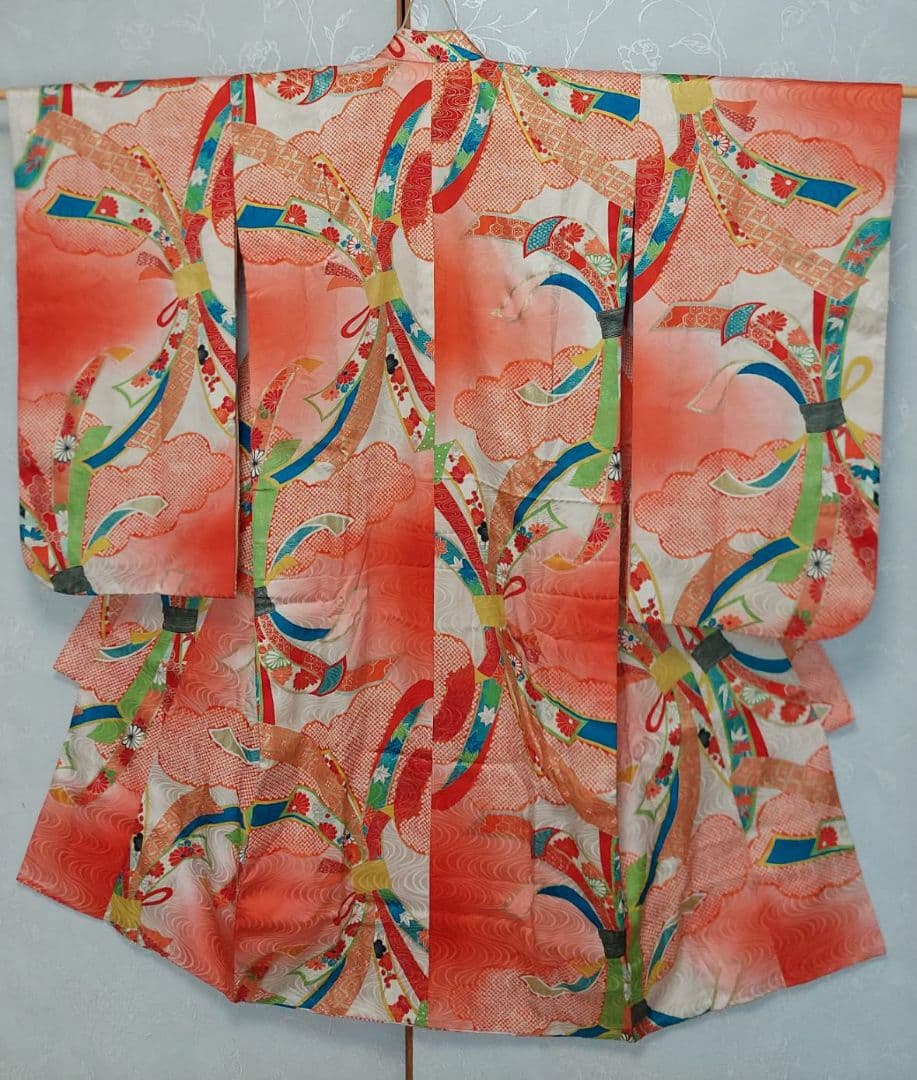 NA463アンティーク子供着物ジュニアサイズ  正絹  着丈124センチ裄丈57