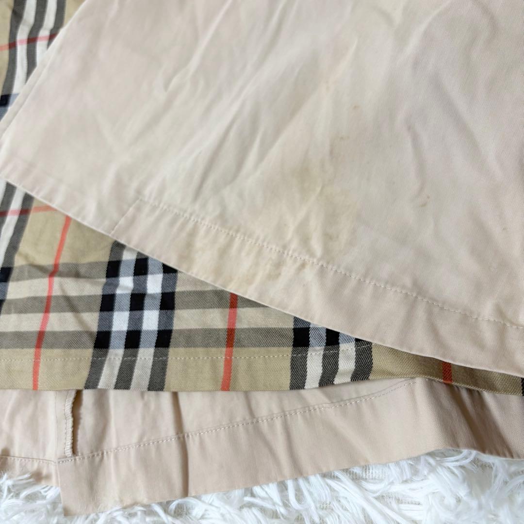 バーバリーズ フード付きステンカラーコート ベージュ系 ノバチェック ロゴ刻印
