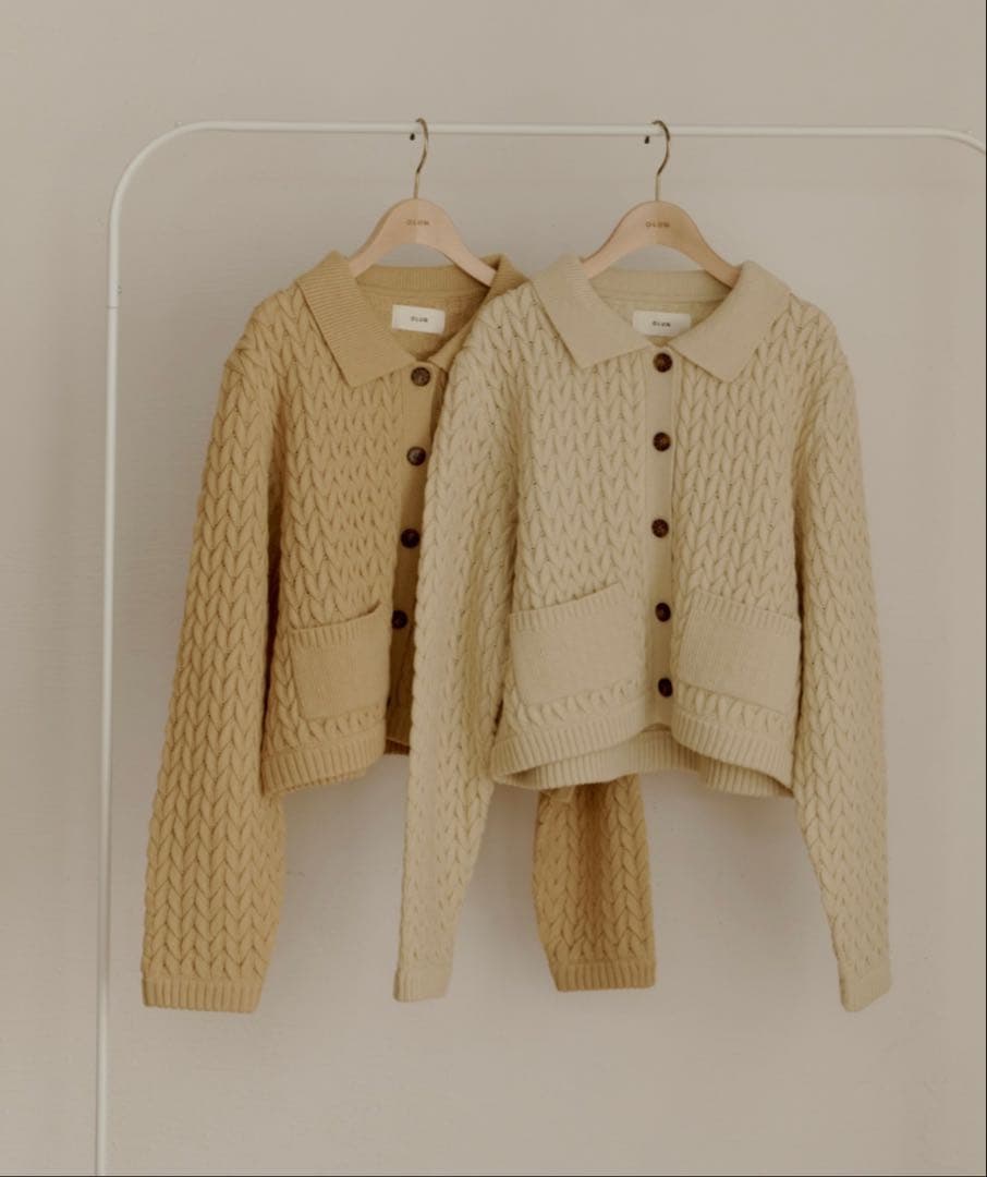 OLUN cable knit shirt/ケーブルニットシャツ　ベージュ