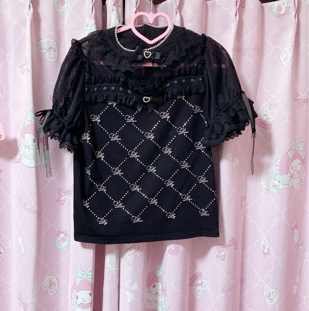 LIZLISA モノグラムビジューカットトップス