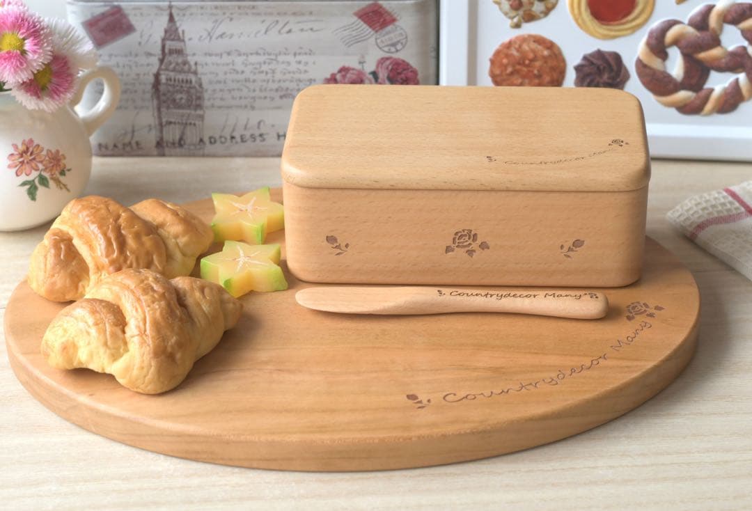 マニーローズ ウッド　バターケース&バターナイフ　新品