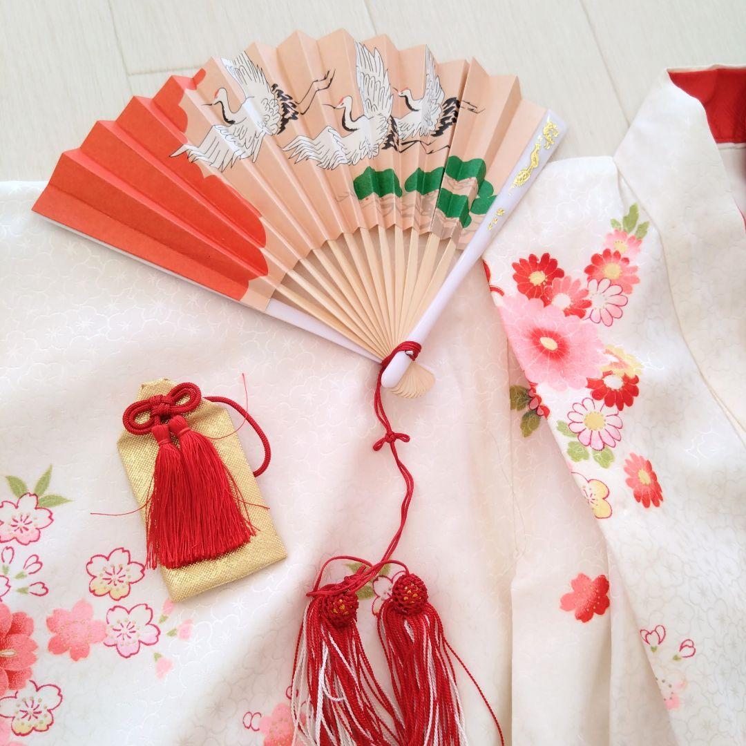 ​【きものやまと】七五三 7歳 女の子着物セット 白地 花と鶴