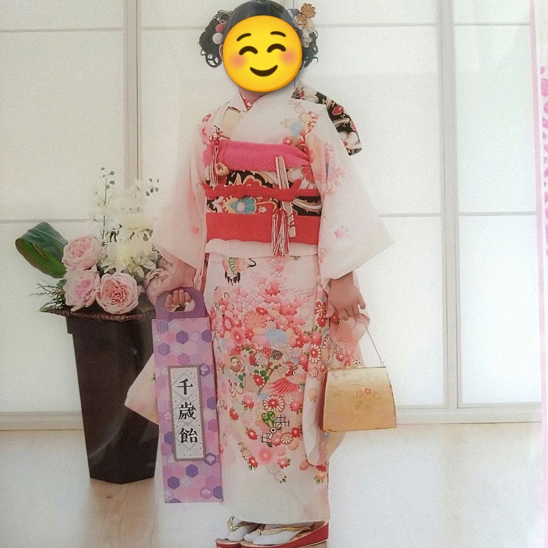 ​【きものやまと】七五三 7歳 女の子着物セット 白地 花と鶴