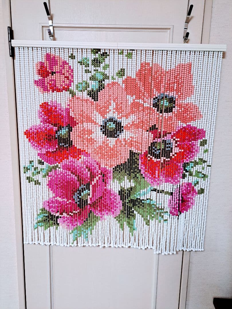 ★昭和のレトロ★ 玉のれん ビーズ暖簾 スキルスクリーン【アネモネ】85×90