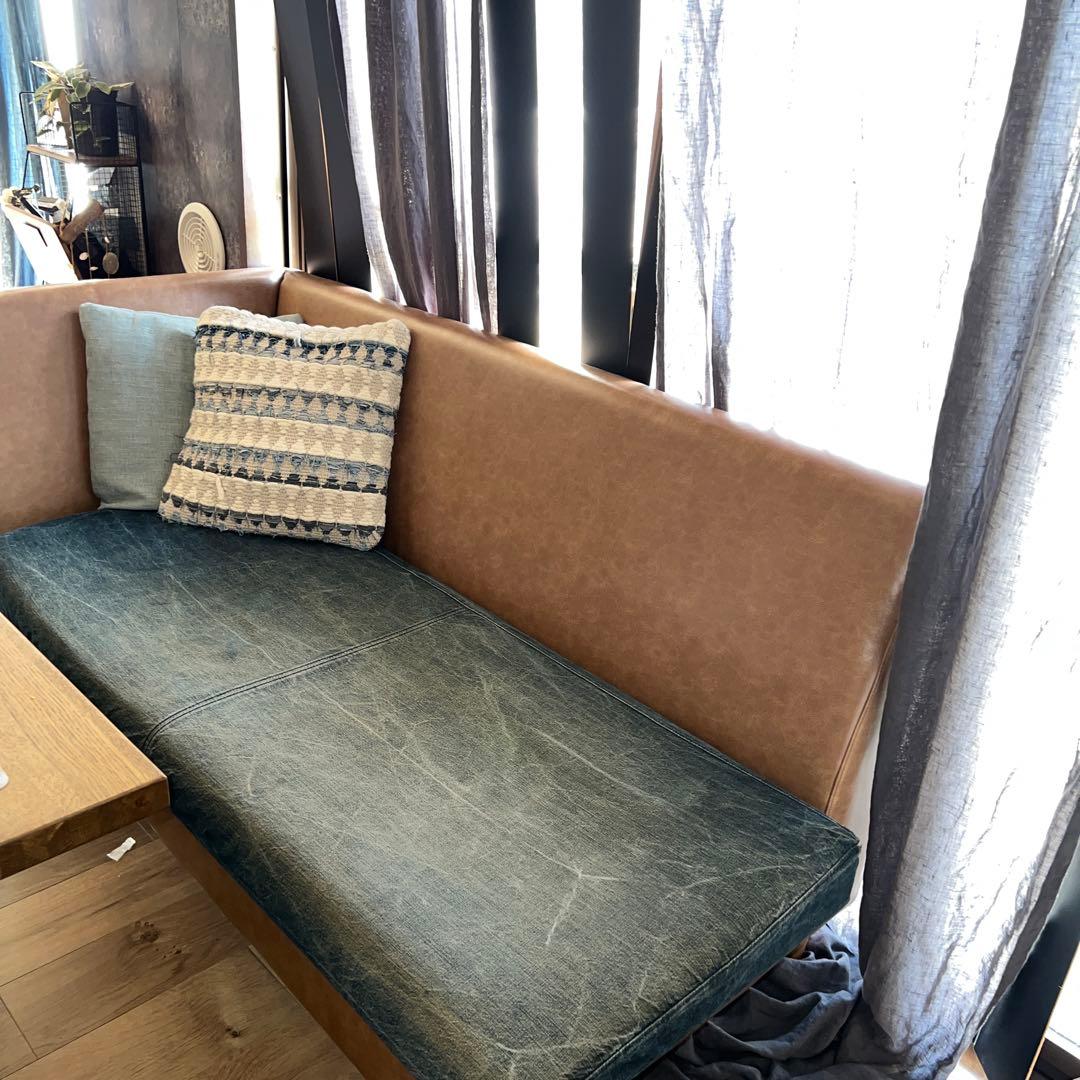 団地にオススメ直接引取限定　右袖e'sファニチャー　洗えるデニムソファ