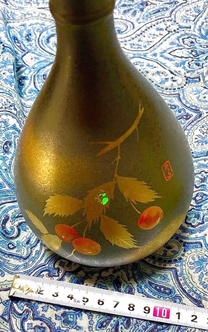 金運爆上げ　風水最高！高級山形限定品　縦15cm特殊朱銅製さくらんぼ花瓶　月山釜