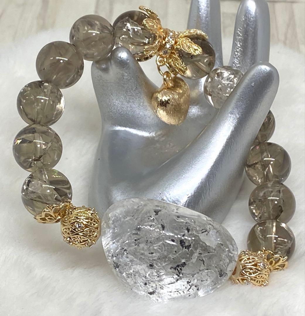 流砂入り水入り水晶　虹入り　動き有り　アイリススモーキークォーツ　癒し　魔除け