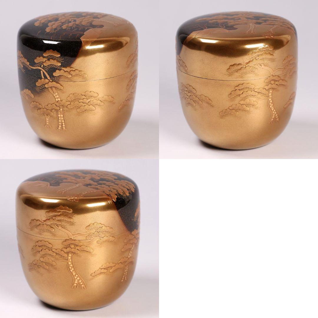 MA583 茶道具 一后一兆作 塩釜蒔絵 棗 保証品 共箱・共布・作歴 / 梨地