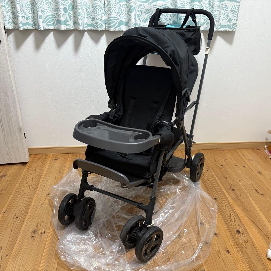カブース ウルトラライト 2人乗りベビーカー ブラック ベビーカーバッグ付