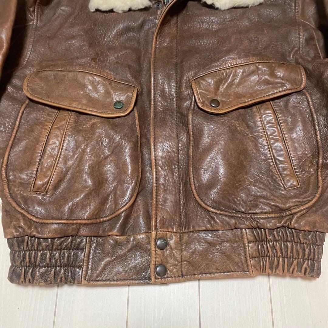 ヴィンテージ G-1 A-2 ラムレザージャケット Mサイズ ファー付き