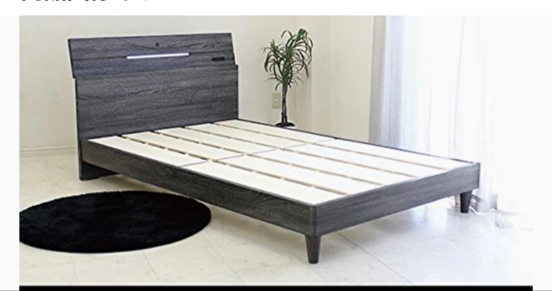 ダブルベッドフレーム LEDライト付き