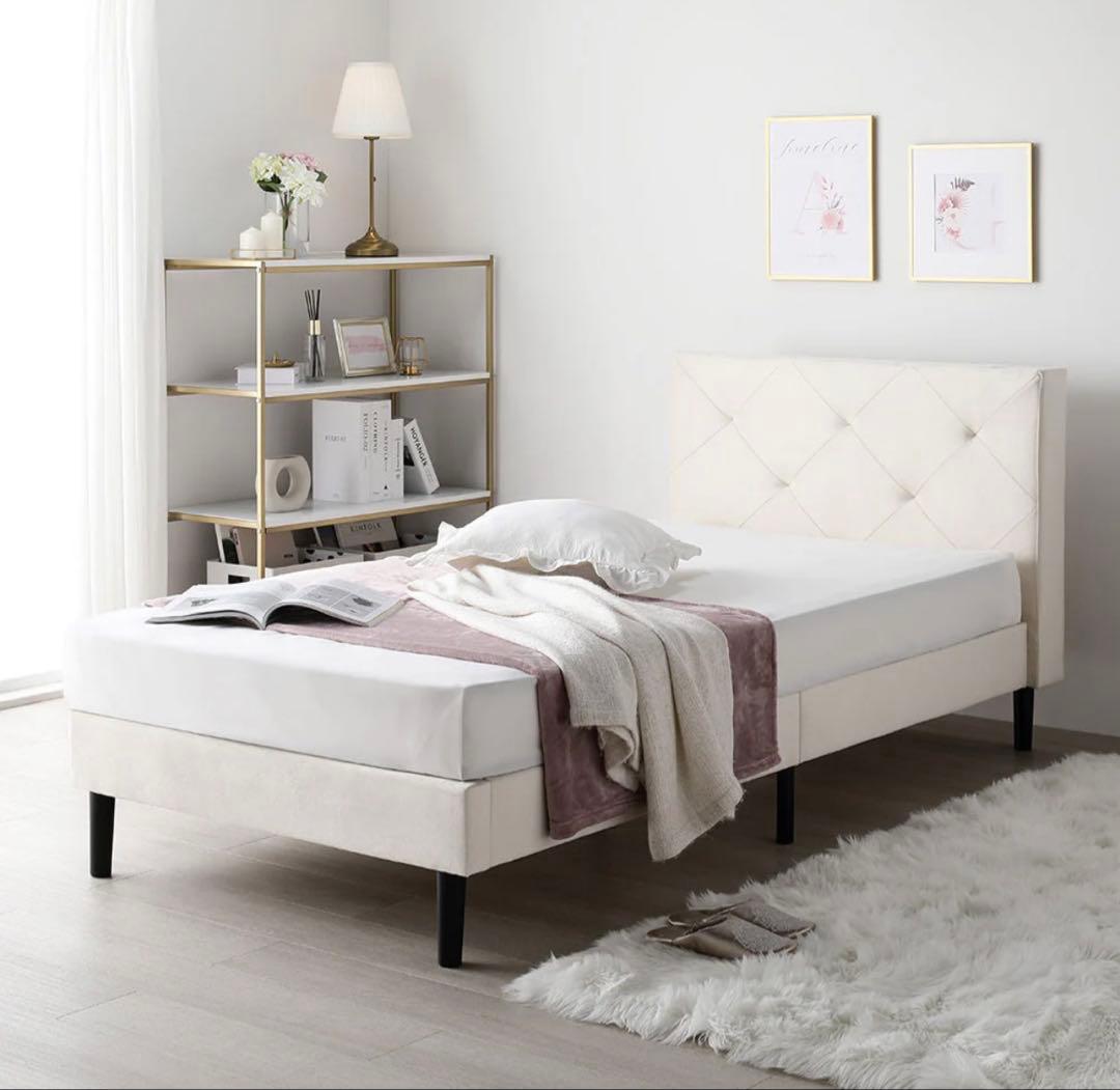 rasik ファブリックベッド 『ILONA イロナ』 シングル　アイボリー