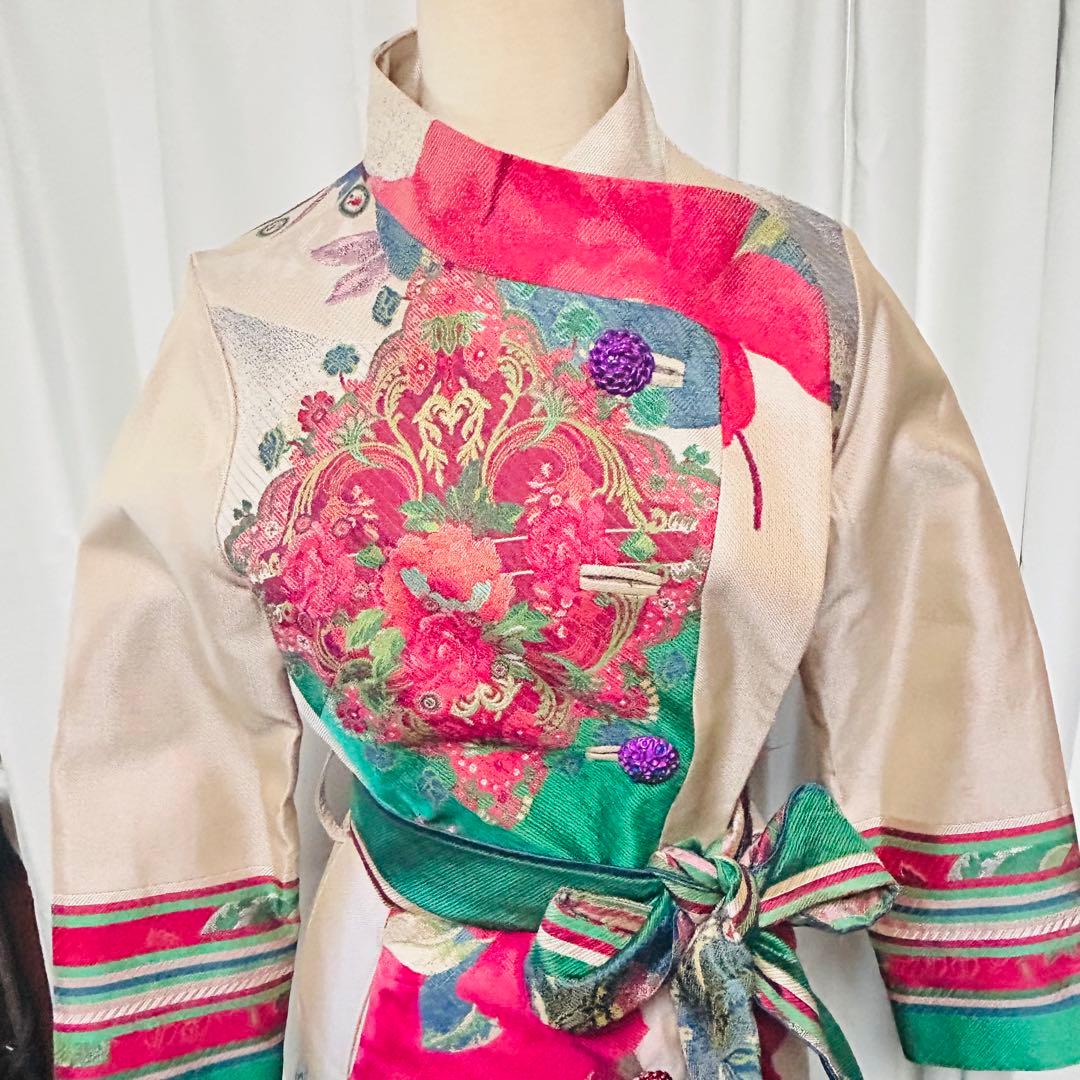 ★美品★Desigual デシグアム コート 40 和柄 着物風 総柄