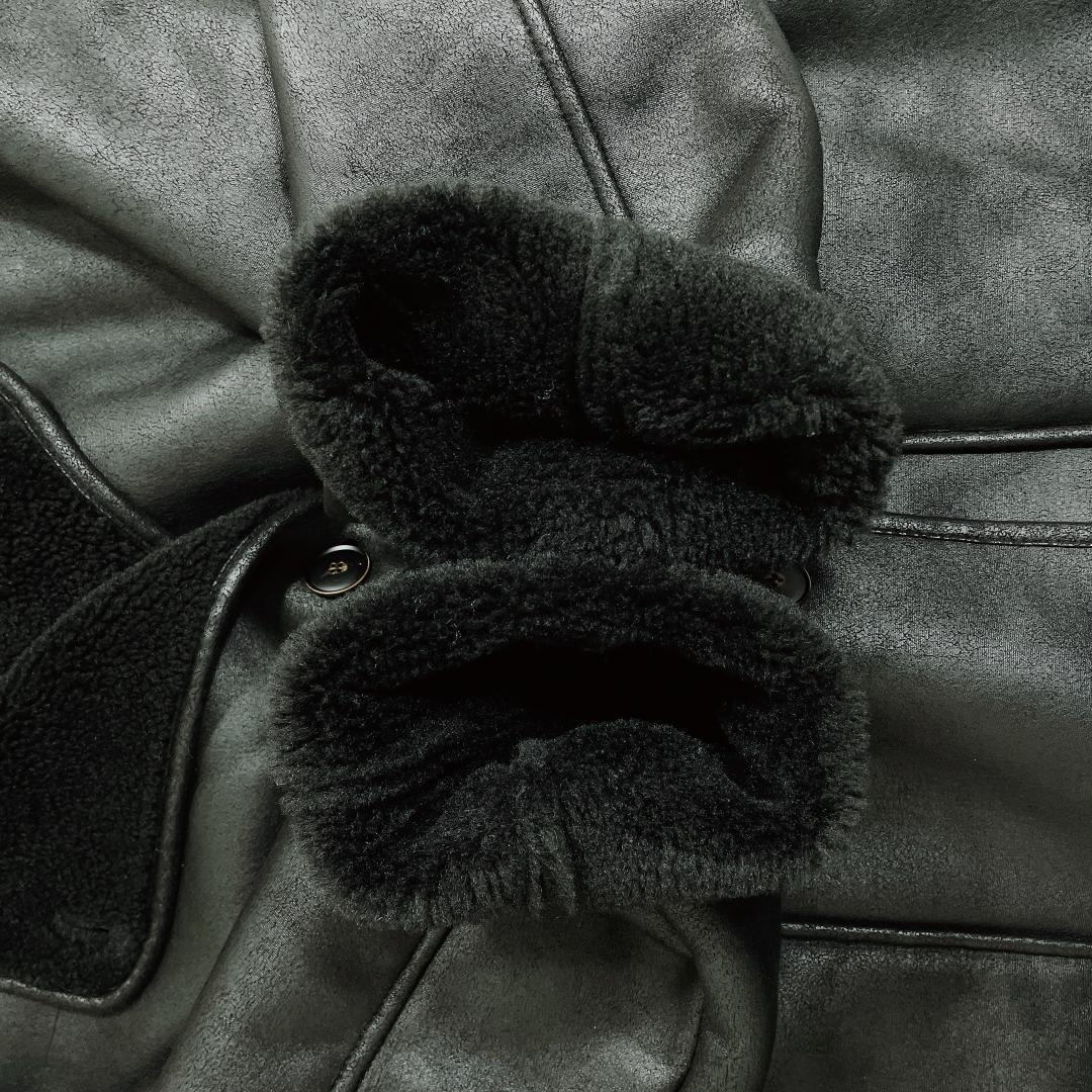 ZARA✨2024年冬✨フェイクムートン レザージャケット 黒 XL