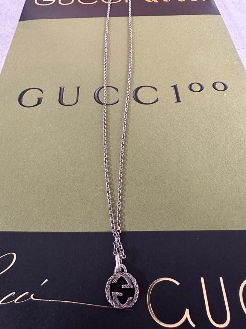 GUCCI グッチ インターロッキングG ペンダント ネックレス　紙袋、箱付き