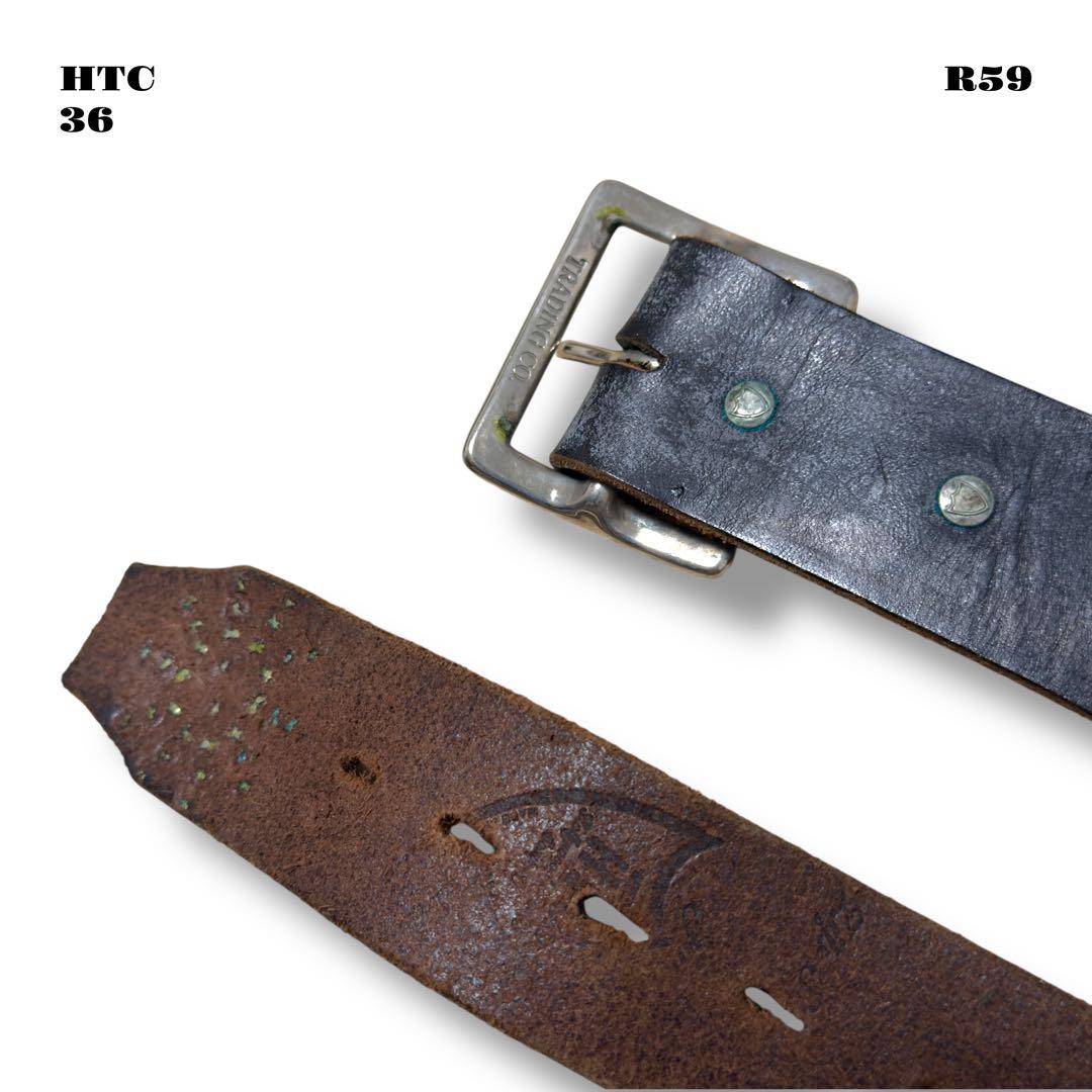 希少品！ HTC レザー スタッズ ベルト ピーナッツ ブラック 黒 銀 36