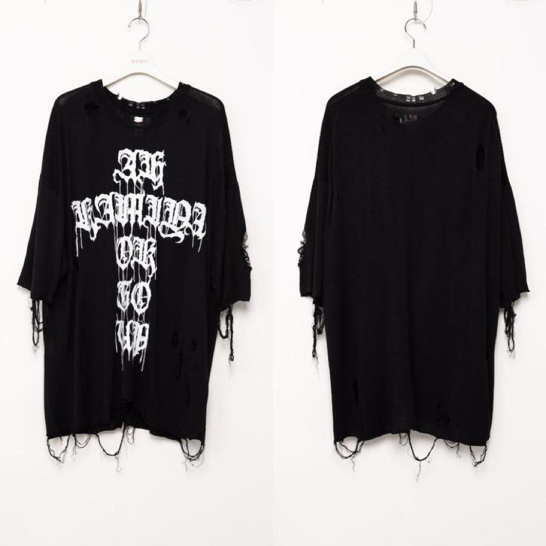 KAMIYA カミヤ Words Printed Knit Tee Tシャツ
