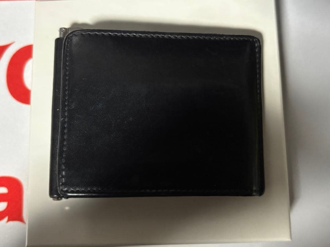マルジェラ　黒レザー 二つ折り財布　マネークリップ　箱付き