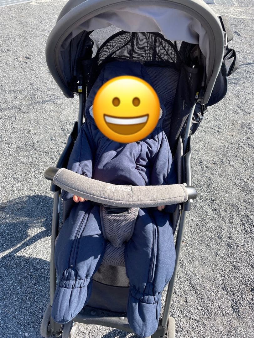 Aprica クルリー　ベビーカー　グレー　 レインカバー付き