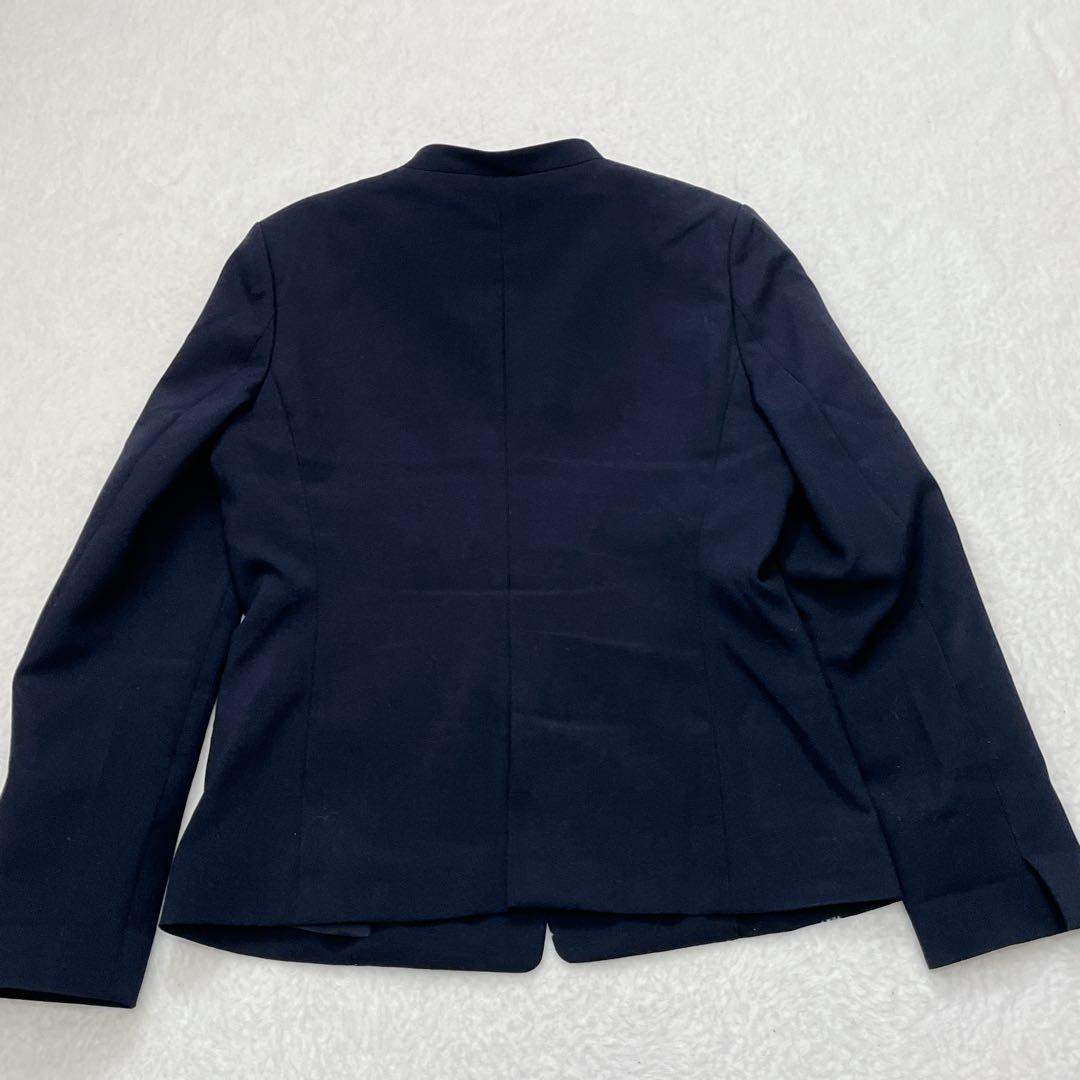 プラステ セットアップ ノーカラー テーパードパンツ【M】紺 1B 洗える