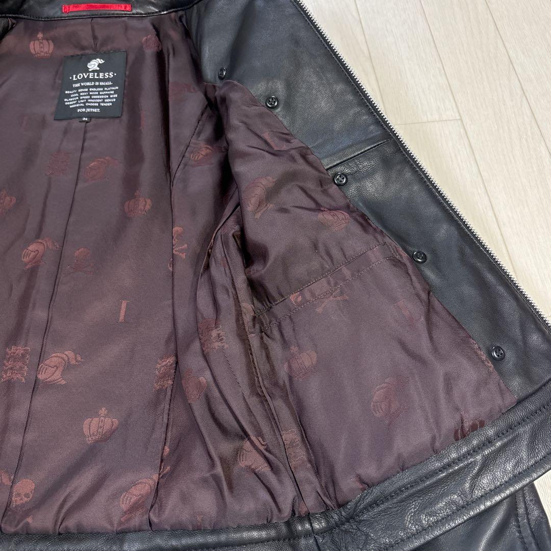 LOVELESS ラブレス 羊革 レザーネイバルジャケット メタル釦 34