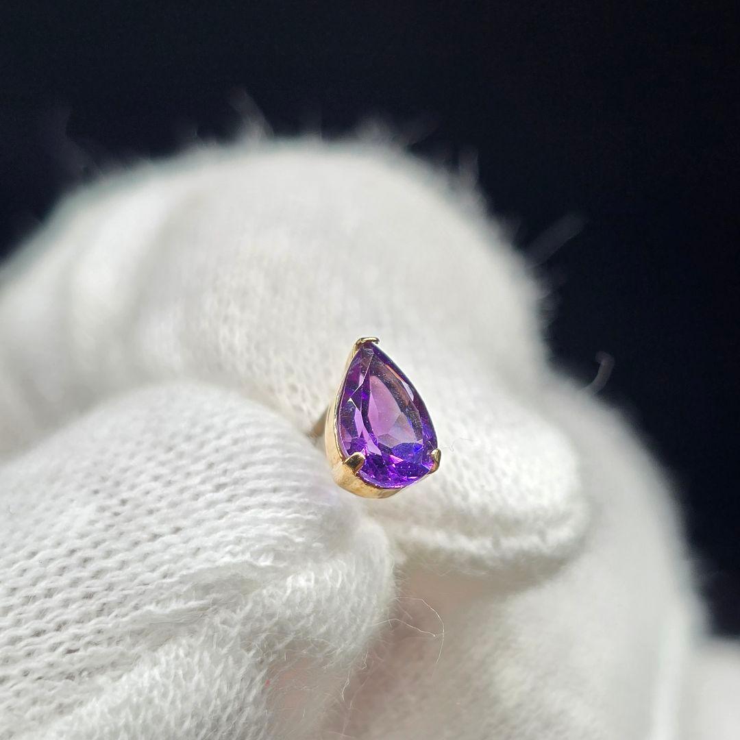 K18 アメジスト ピアス 0.64ct ペアシェイプ 0.40g 天然石