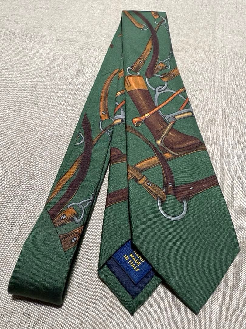 Ralph Lauren／ヴィンテージプリントタイ／グリーン／Italy製