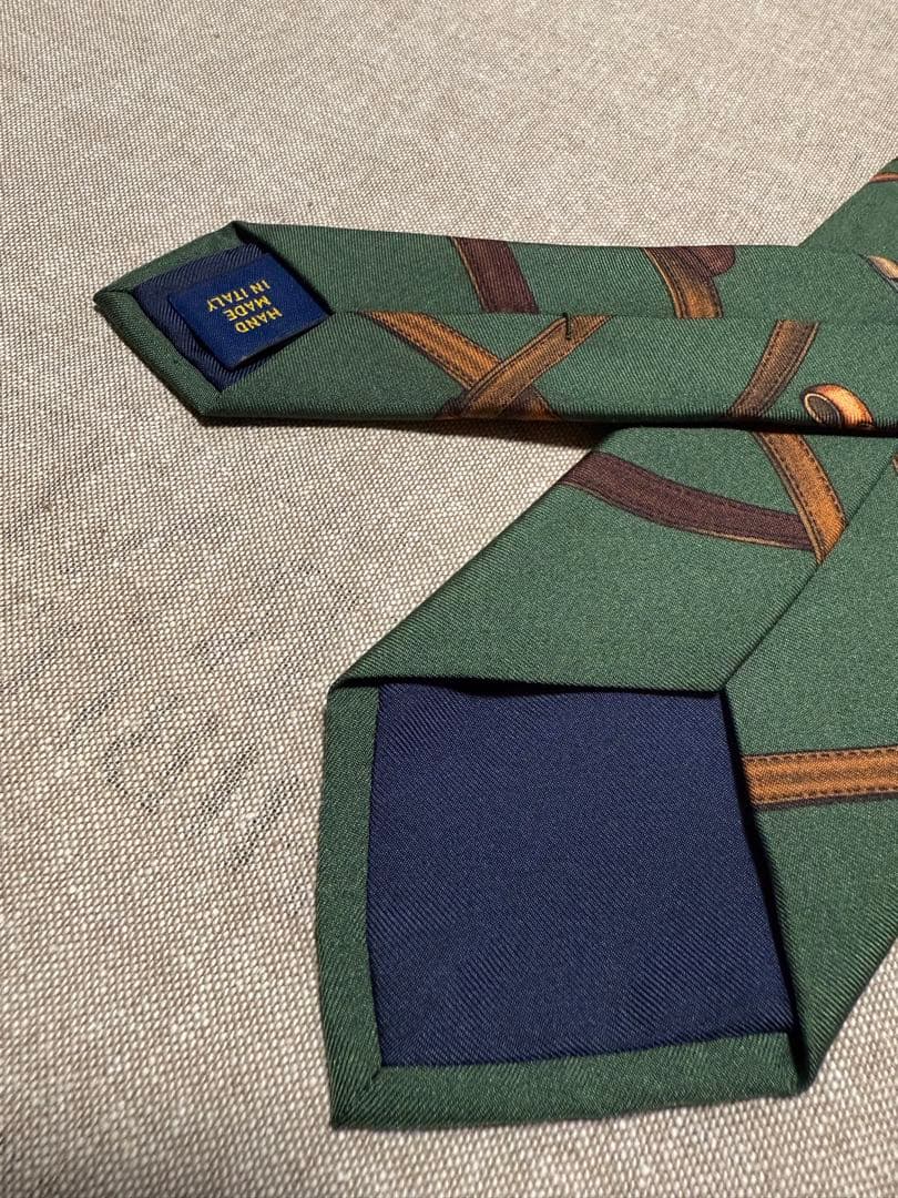 Ralph Lauren／ヴィンテージプリントタイ／グリーン／Italy製