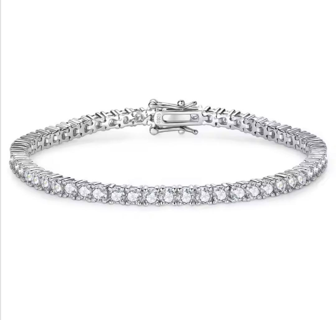 【大人の手元に】モアサナイト×シルバー925テニスチェーンブレスレット