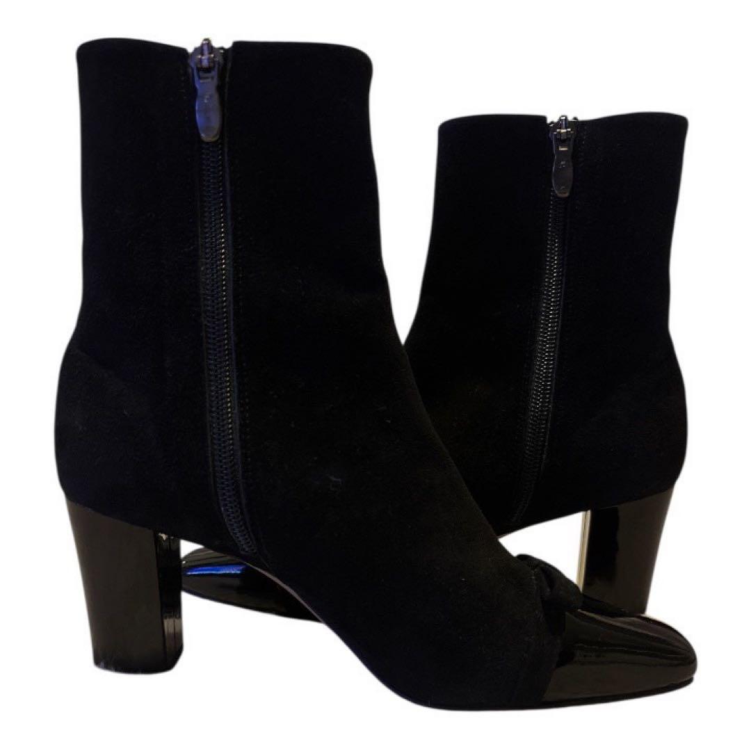 【極美品】DIANA chayコラボ　リボンショートブーツ 23 黒