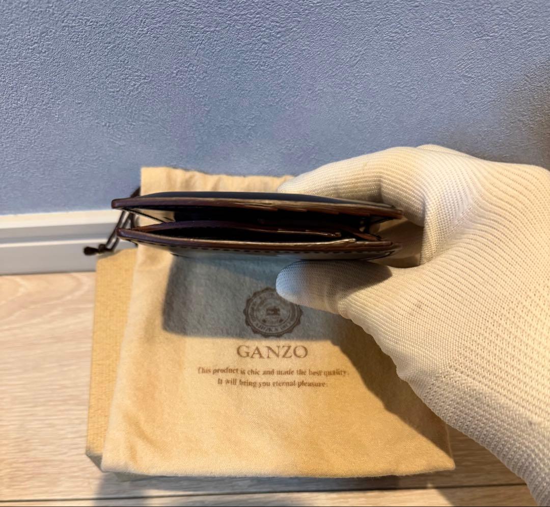 GANZO シェルコードバン ブラック 小銭入れ付き二つ折り財布