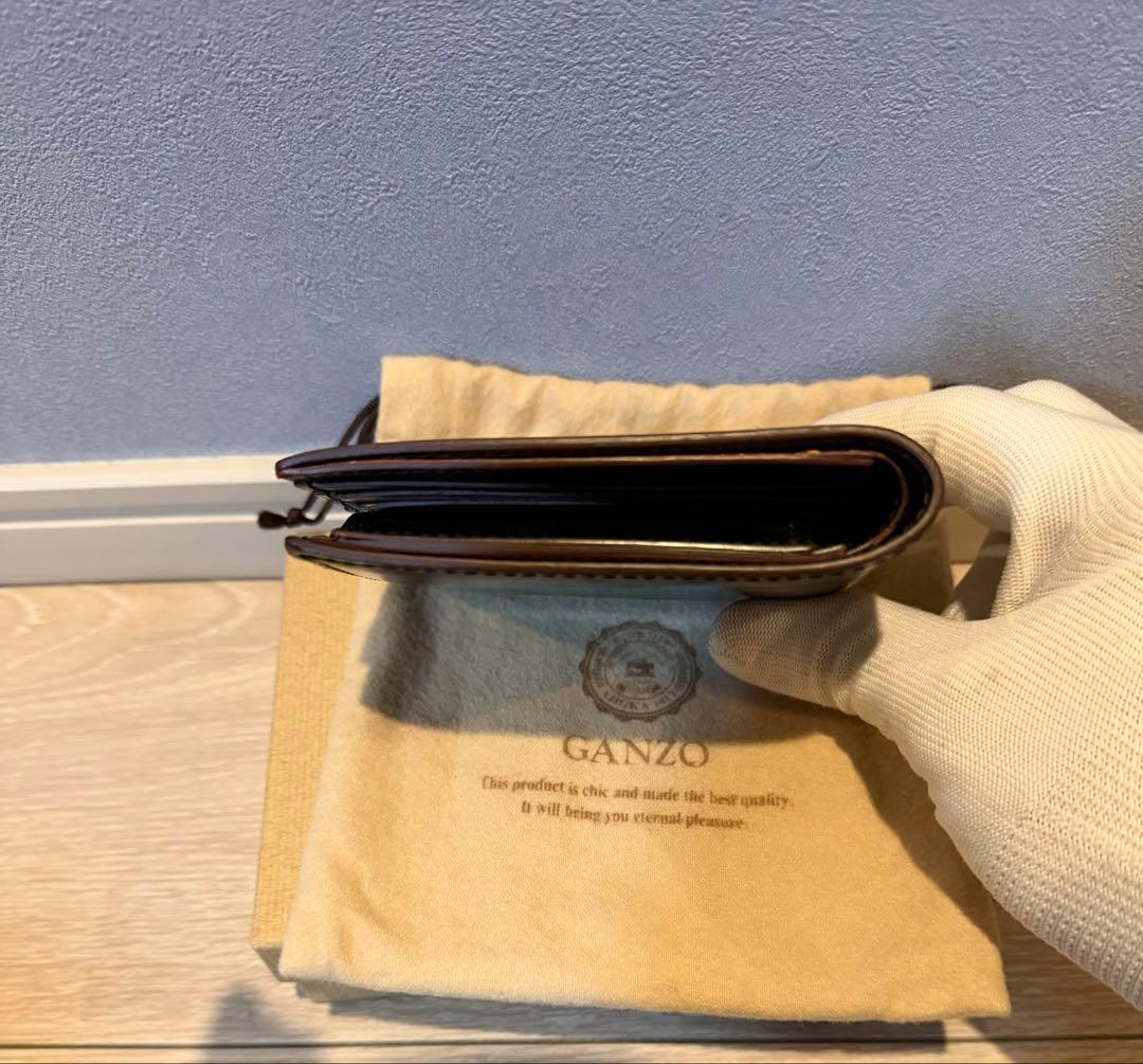 GANZO シェルコードバン ブラック 小銭入れ付き二つ折り財布