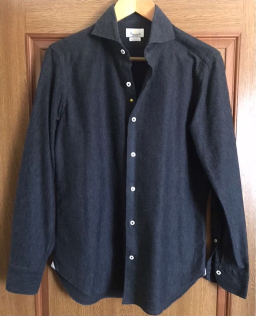 giannetto ジャンネット イタリア製シャツホリゾンタルカラー黒　試着のみ