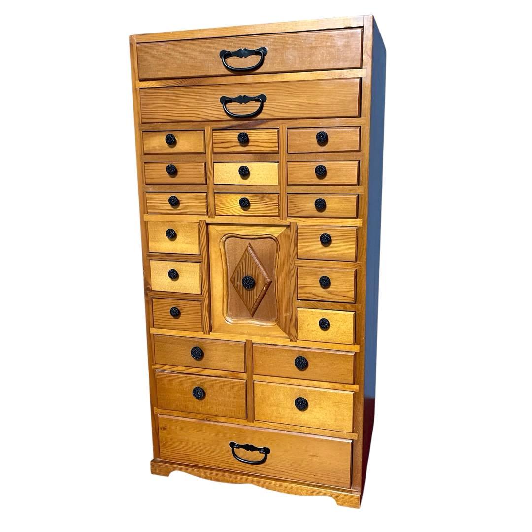 『小物入れ』22個　多段引き出しキャビネット　自然な木目仕上げ　薬棚薬箪笥