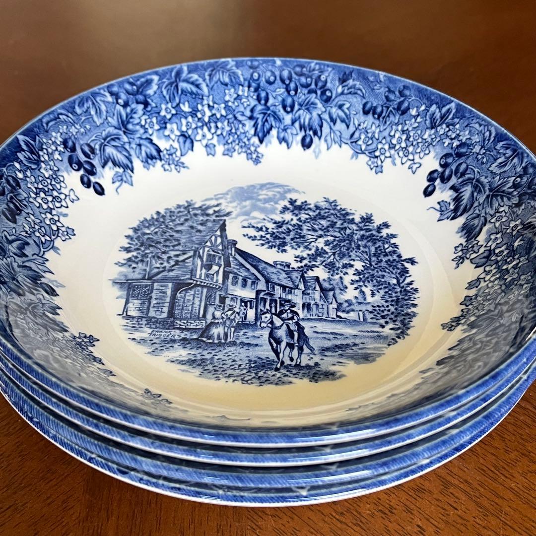 【美品】英国製　ウェッジウッド★ロマンチックイングランド★深皿　4枚